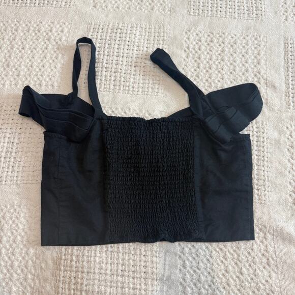 Anthropologie Maeve medium off the shoulder smocked linen crop top TS 2711 - Picture 8 of 9